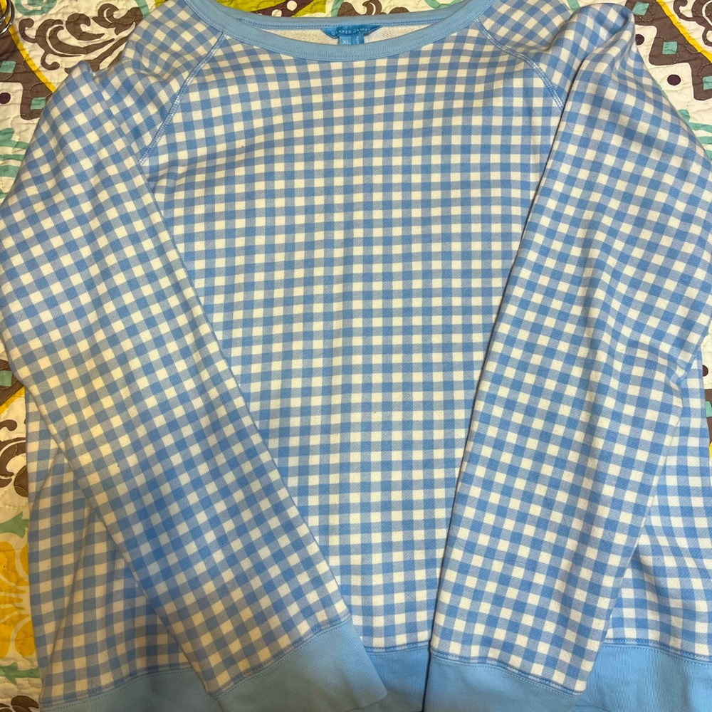 Draper James XL Blue Gingham Sweatshirt